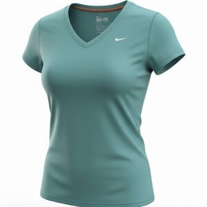 Nike Women's Teal V-Neck Short Sleeve Golf Tee